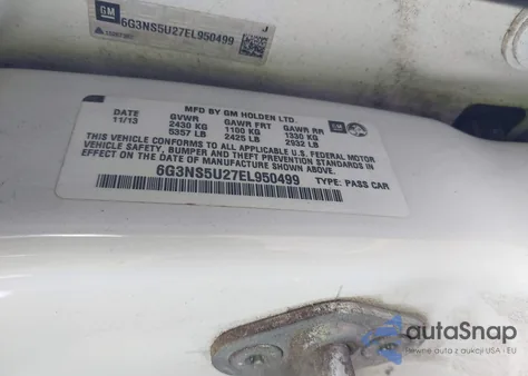 2014 Chevrolet Caprice Police из США, поврежденный, VIN 6G3NS5U27EL950499